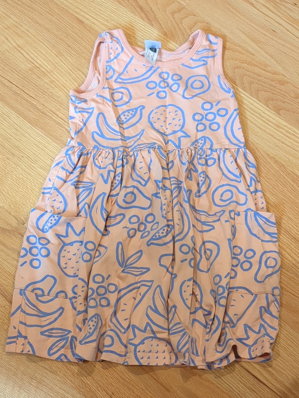 Hanna Andersson Peach Dress with Blue Fruit Print